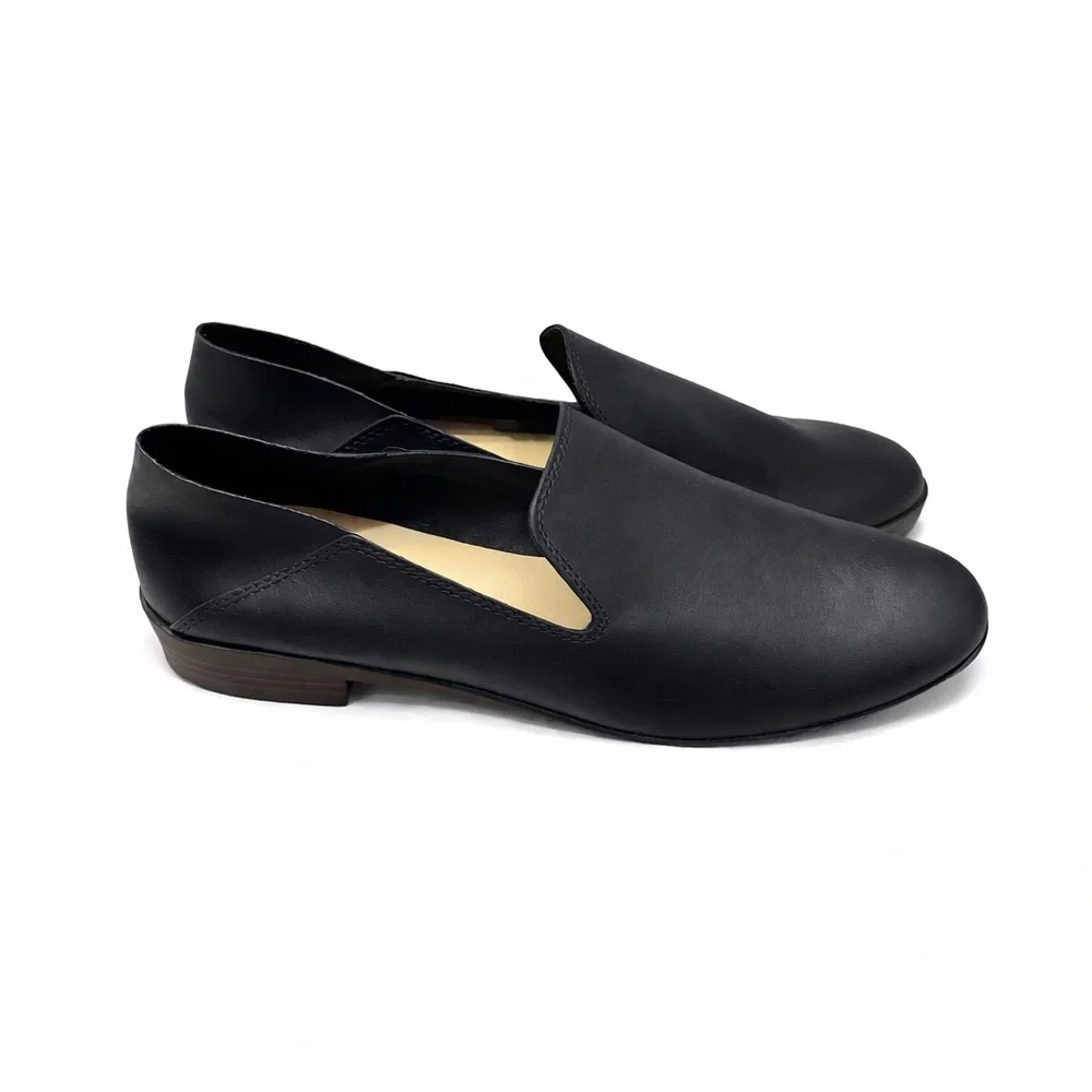 Lucky Brand Black Leather Loafers Slip On Flats Women’s Size 7 Classic